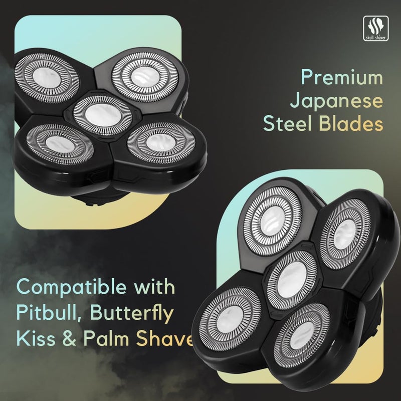 Skull Shaver Carver 5 Head Replacement Blade - Efficient Shave for Coarse Hair - Flexing Rotary Blades - Easy Maintenance - Fits Pitbull Shavers - Image 3
